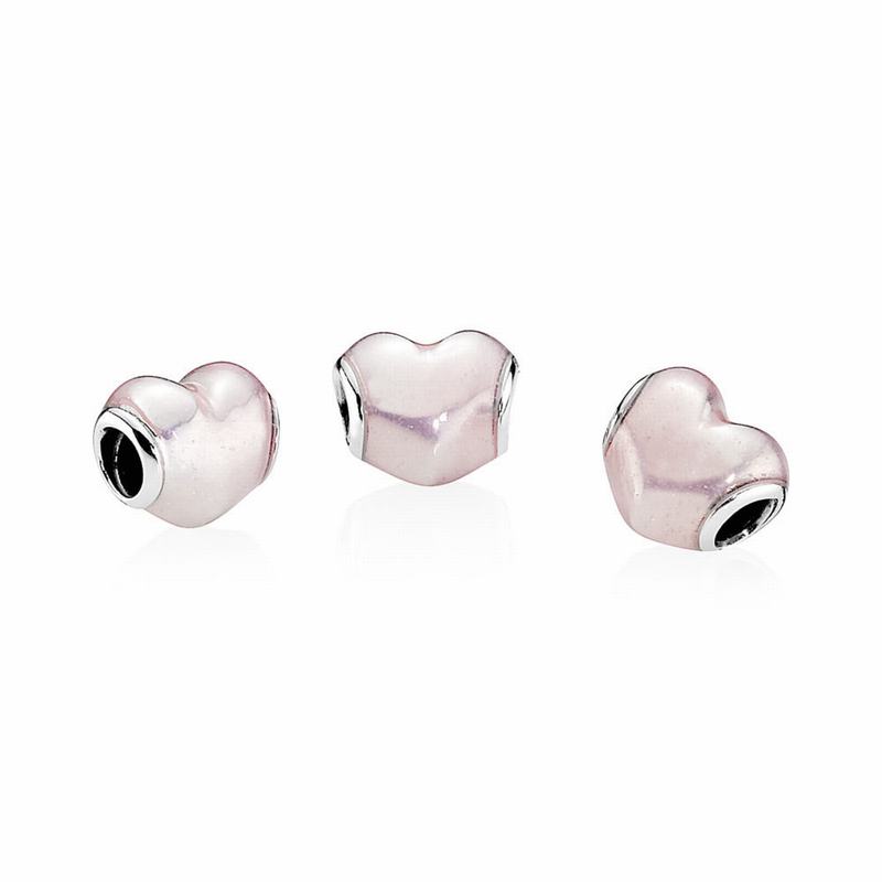 Pandora Glittering Heart Charm Ireland - Sterling Silver/Enamel/Pink - 475891HNQ